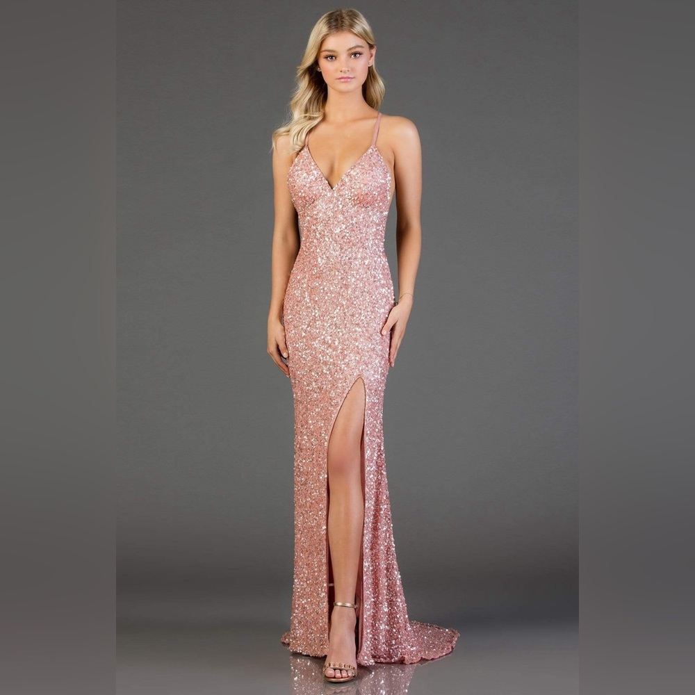 Pink Sequin Evening Gown/Prom Dress